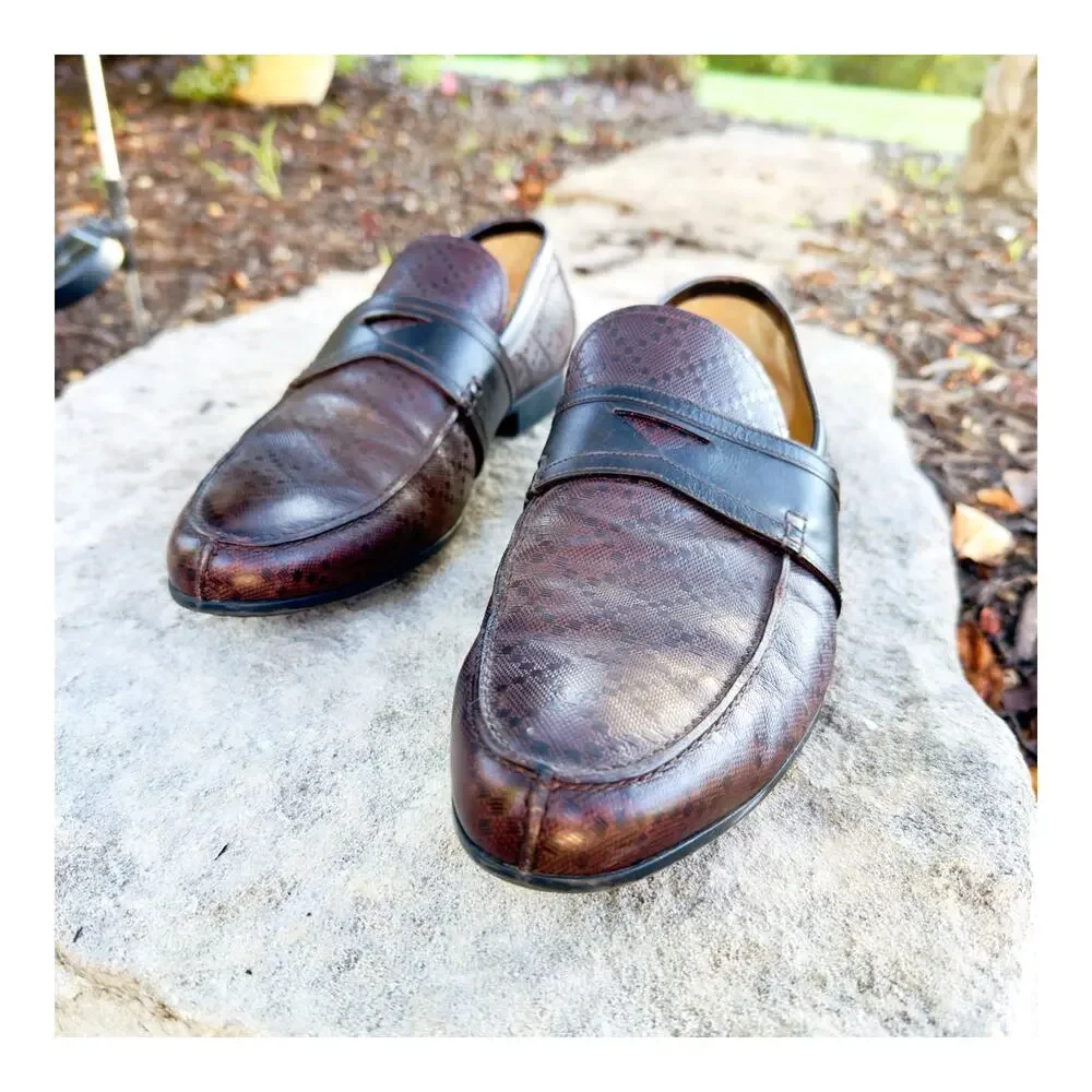 Gucci Hilary Lux Diamante Leather Loafer Mens Shoes 245583 Brown IT 9.5 US 10.5